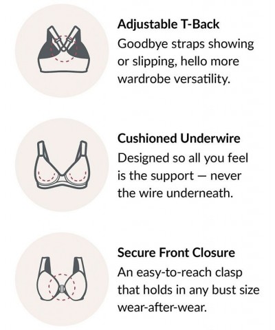 Women's Plus Size Wonder Wire Front Close T-Back Bra Blue $27.56 Bras