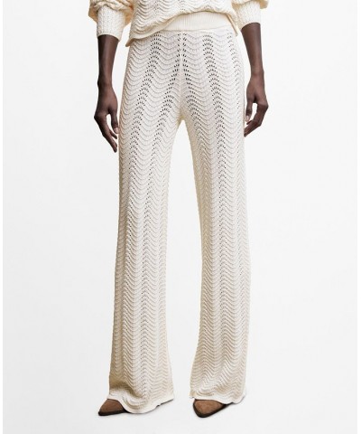 Women's Openwork Knit Pants Ecru $40.00 Pants