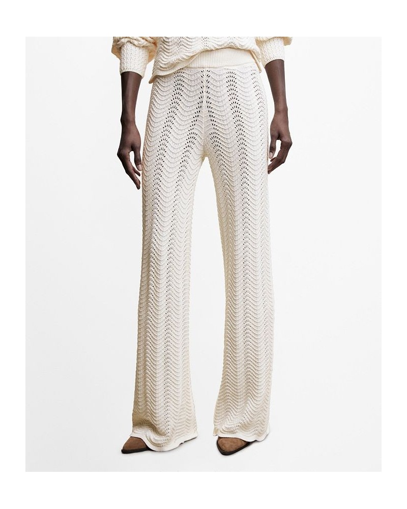 Women's Openwork Knit Pants Ecru $40.00 Pants