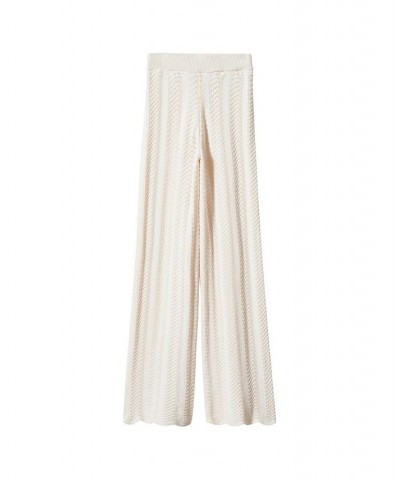 Women's Openwork Knit Pants Ecru $40.00 Pants