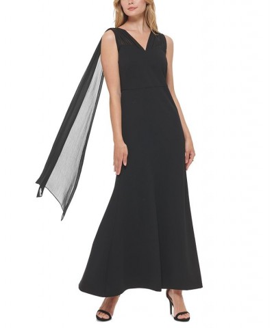 Women's Cowl-Back Draped Gown Black $39.60 Dresses