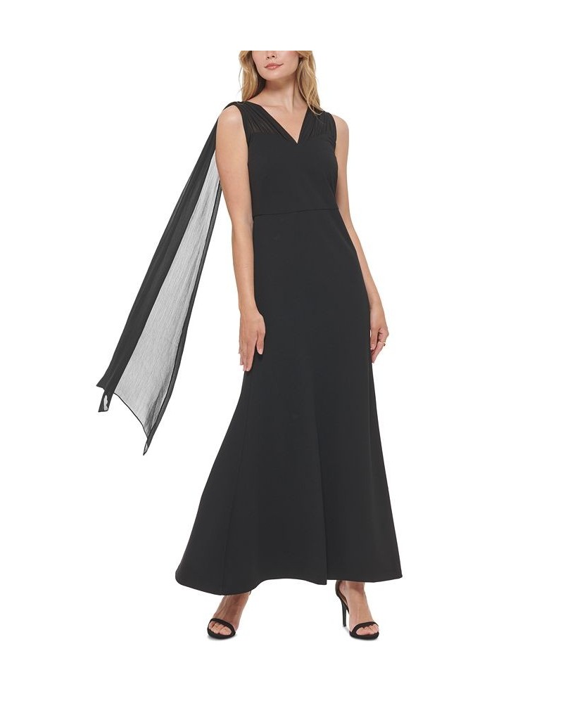 Women's Cowl-Back Draped Gown Black $39.60 Dresses