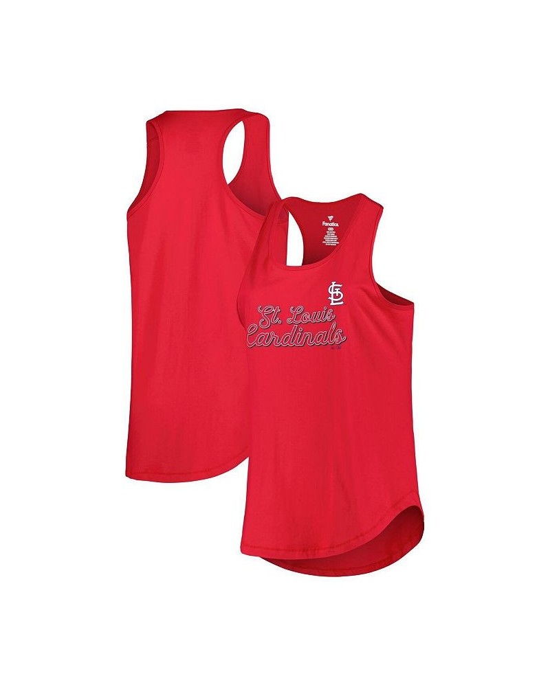 Women's Red St. Louis Cardinals Plus Size Scoop Neck Racerback Tank Top Red $22.25 Tops