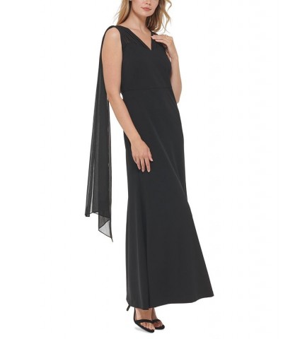 Women's Cowl-Back Draped Gown Black $39.60 Dresses