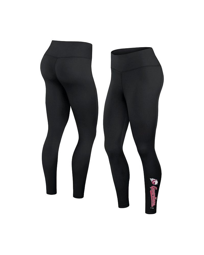 Women's Branded Black Cleveland Guardians Wordmark Stack Leggings Black $20.25 Pants