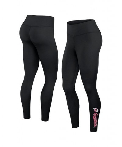 Women's Branded Black Cleveland Guardians Wordmark Stack Leggings Black $20.25 Pants