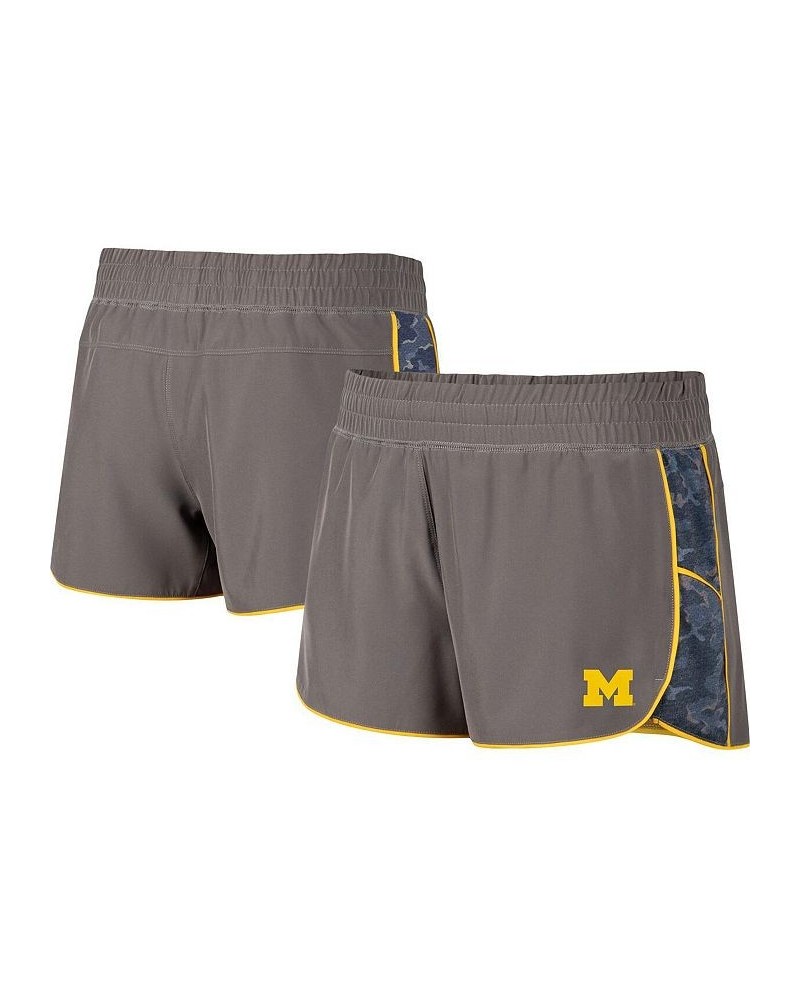 Women's Gray Navy Michigan Wolverines Pamela Lined Shorts Gray, Navy $25.51 Shorts