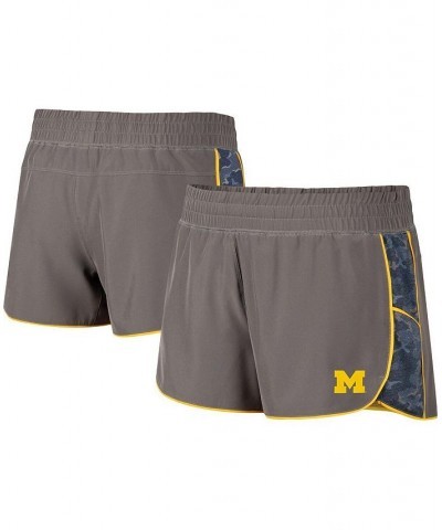 Women's Gray Navy Michigan Wolverines Pamela Lined Shorts Gray, Navy $25.51 Shorts