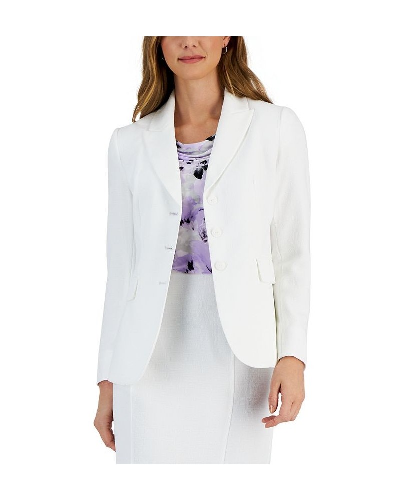 Petite Notched Three-Button Flap-Pocket Blazer Lily White $36.26 Jackets