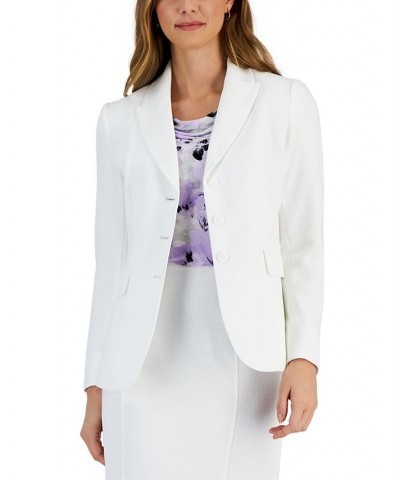 Petite Notched Three-Button Flap-Pocket Blazer Lily White $36.26 Jackets