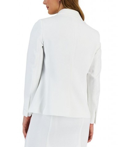 Petite Notched Three-Button Flap-Pocket Blazer Lily White $36.26 Jackets