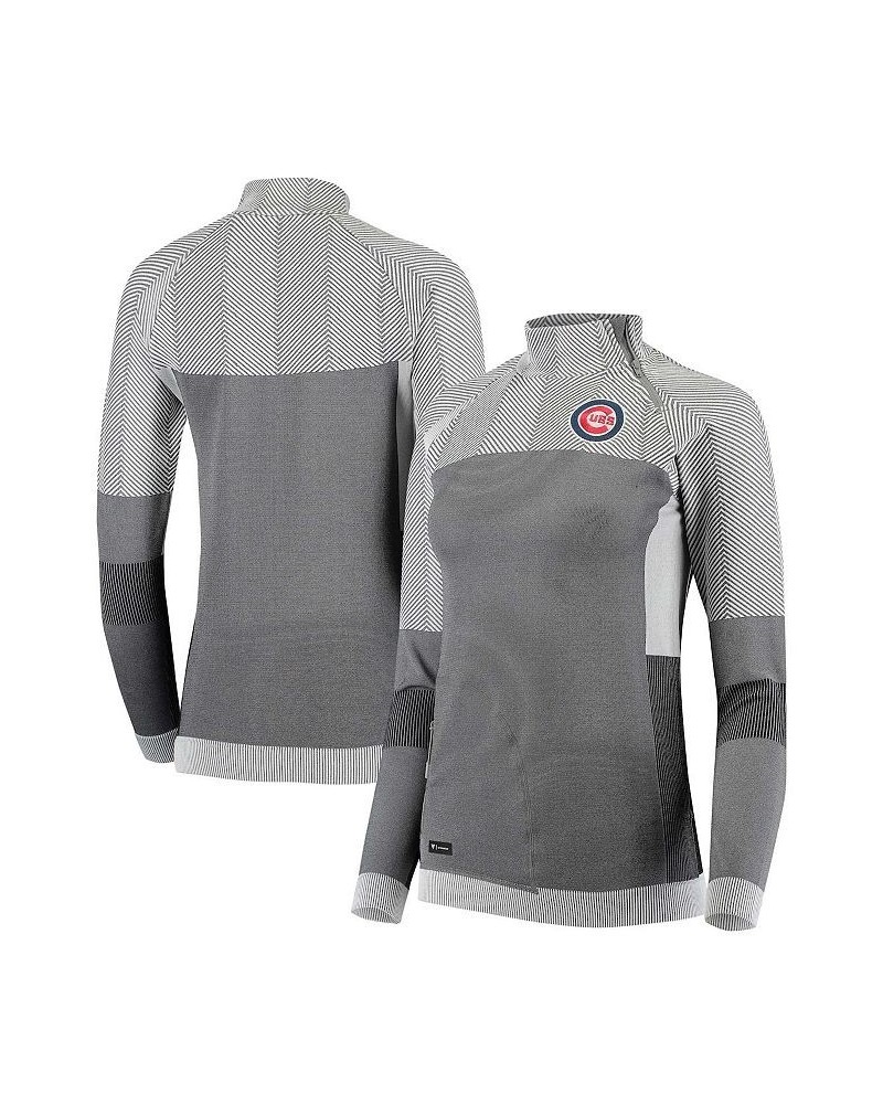 Women's Gray Chicago Cubs Verse Asymmetrical Tri-Blend Quarter-Zip Jacket Gray $51.99 Jackets