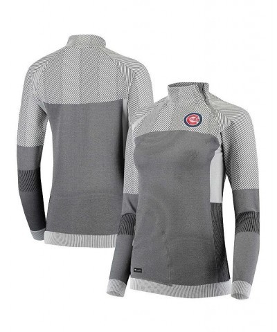 Women's Gray Chicago Cubs Verse Asymmetrical Tri-Blend Quarter-Zip Jacket Gray $51.99 Jackets