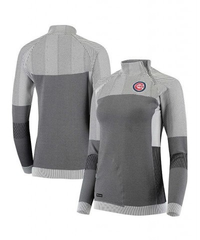 Women's Gray Chicago Cubs Verse Asymmetrical Tri-Blend Quarter-Zip Jacket Gray $51.99 Jackets