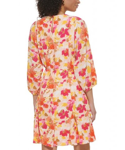 Women's Floral-Print Dolman-Sleeve Dress Multi $44.48 Dresses