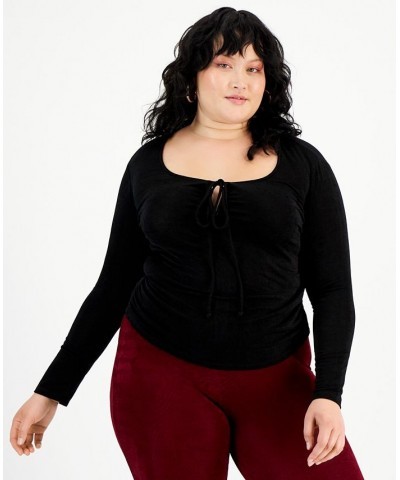 Trendy Plus Size Slinky Top Black $13.88 Tops