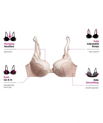 Love the Lift Push Up & In Lace Plunge Underwire Bra DM9900 White With Rosegold $16.42 Bras