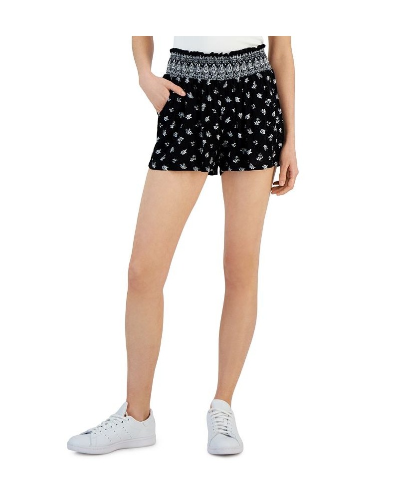 Juniors' Printed Soft Pull-On Shorts Black/ivory $11.55 Shorts