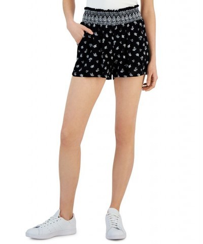 Juniors' Printed Soft Pull-On Shorts Black/ivory $11.55 Shorts