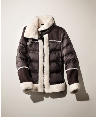 Women's Faux-Fur-Trim Puffer Coat Brown $68.40 Coats