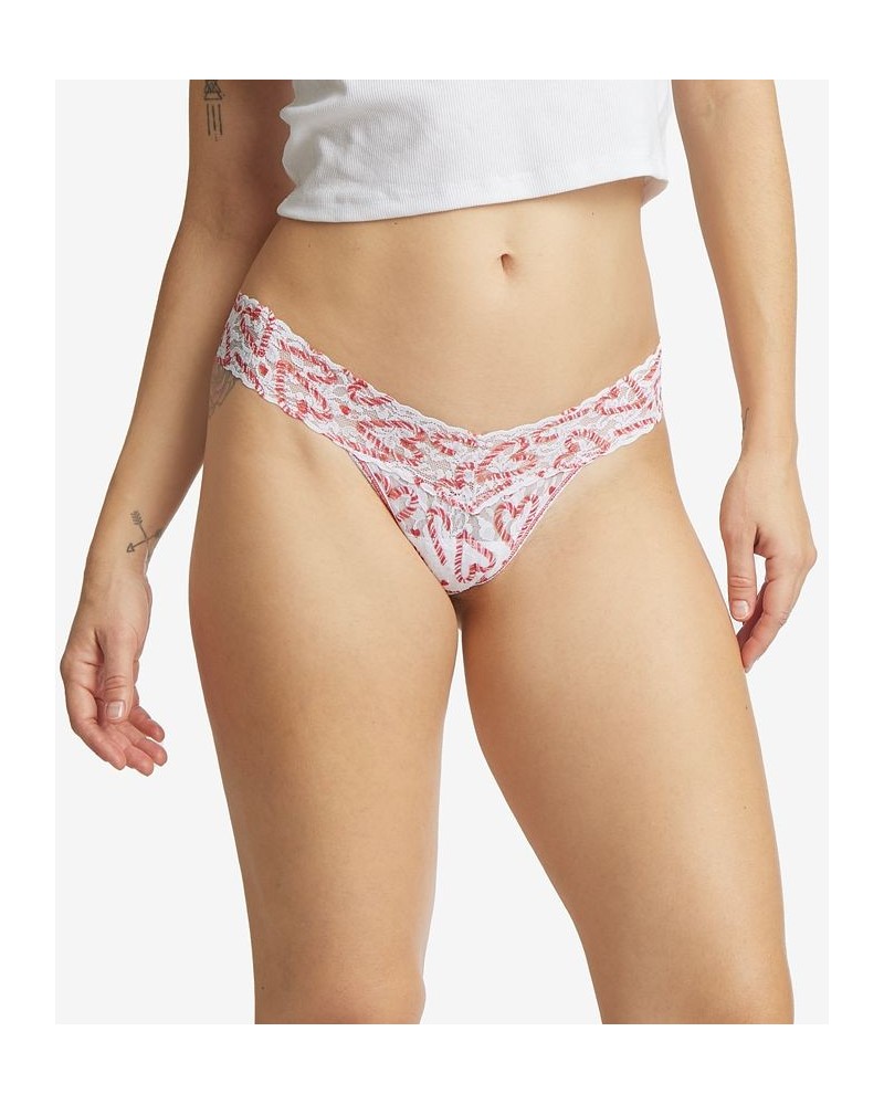 Low-Rise Printed Lace Thong Candy Cane $13.25 Panty