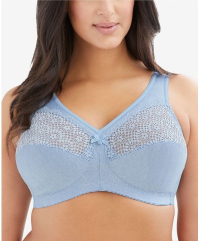 Women's Full Figure Plus Size Magic Lift Moisture Control Wirefree Bra Blue $26.23 Bras