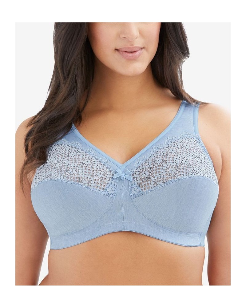 Women's Full Figure Plus Size Magic Lift Moisture Control Wirefree Bra Blue $26.23 Bras