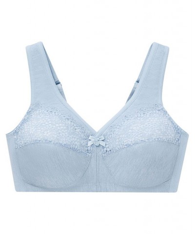 Women's Full Figure Plus Size Magic Lift Moisture Control Wirefree Bra Blue $26.23 Bras