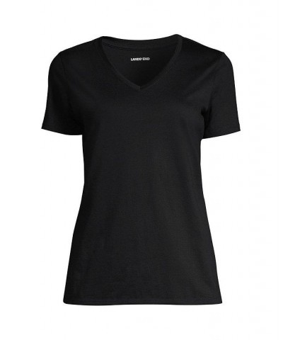 Women's Plus Size Relaxed Supima Cotton Short Sleeve V-Neck T-Shirt Black $26.97 Tops