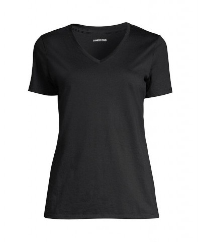 Women's Plus Size Relaxed Supima Cotton Short Sleeve V-Neck T-Shirt Black $26.97 Tops