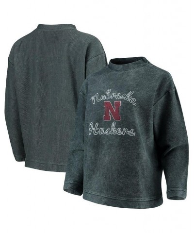 Women's Charcoal Nebraska Huskers Jetway Mineral Wash Corduroy Crew Neck Sweatshirt Charcoal $30.10 Sweatshirts