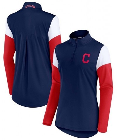 Women's Navy Red Cleveland Indians Authentic Fleece Quarter-Zip Jacket Navy $38.49 Jackets