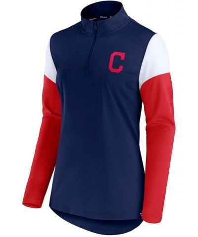 Women's Navy Red Cleveland Indians Authentic Fleece Quarter-Zip Jacket Navy $38.49 Jackets