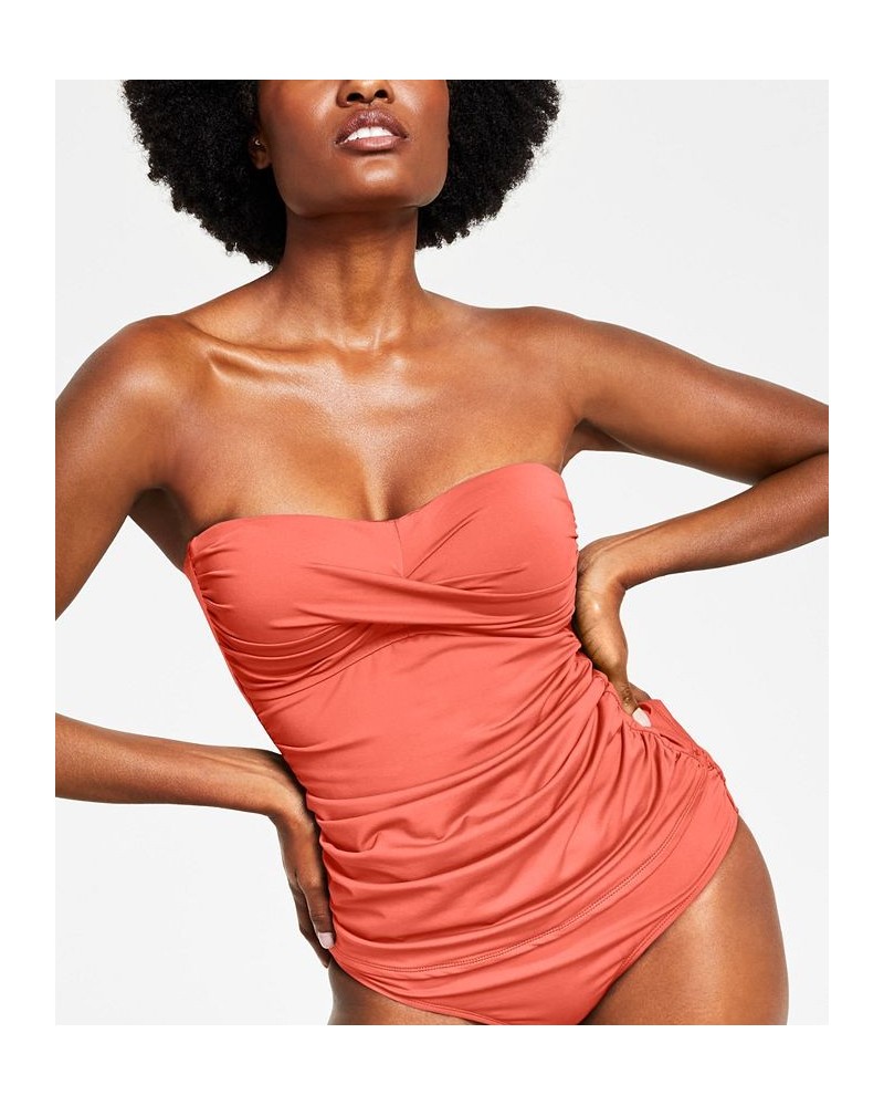 Twist Front Tankini Top & Side-Tie Bottoms Juicy Coral $31.50 Swimsuits