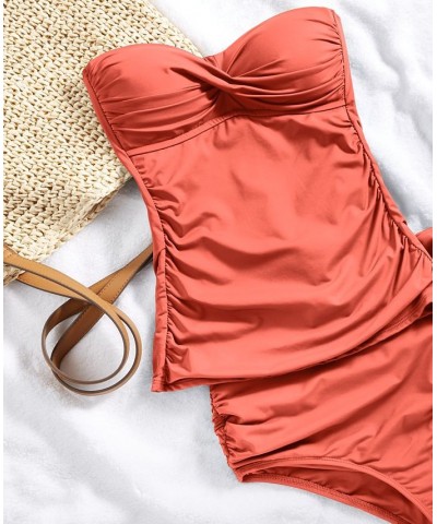 Twist Front Tankini Top & Side-Tie Bottoms Juicy Coral $31.50 Swimsuits