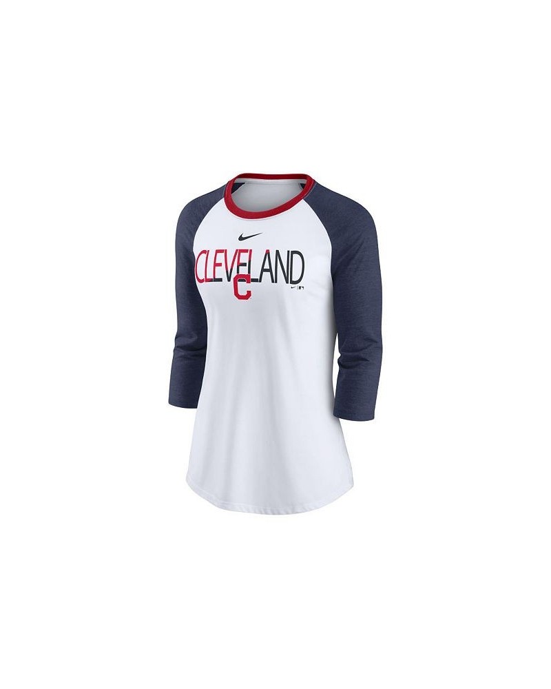 Cleveland Indians Women's Color Split Tri-Blend Raglan Shirt White/Navy $29.69 Tops