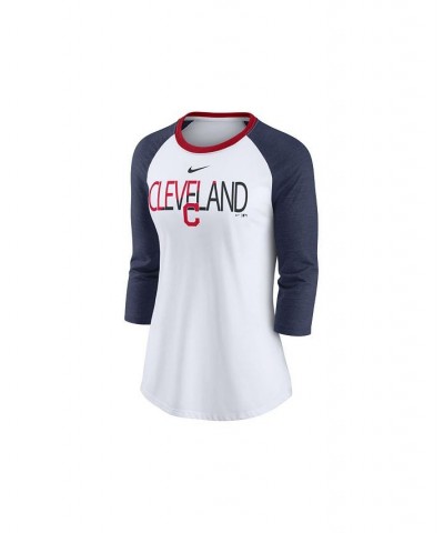 Cleveland Indians Women's Color Split Tri-Blend Raglan Shirt White/Navy $29.69 Tops