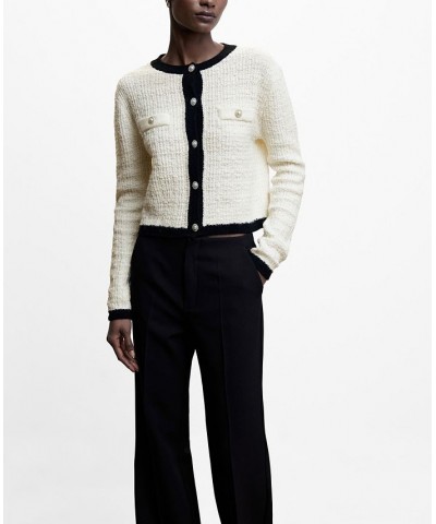 Women's Pocket Tweed Cardigan Off White $36.00 Sweaters