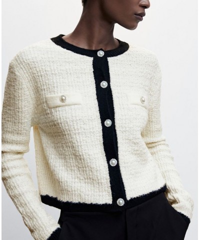 Women's Pocket Tweed Cardigan Off White $36.00 Sweaters