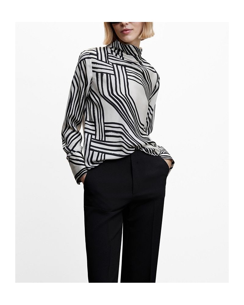 Women's Satin Print Blouse White $36.39 Tops