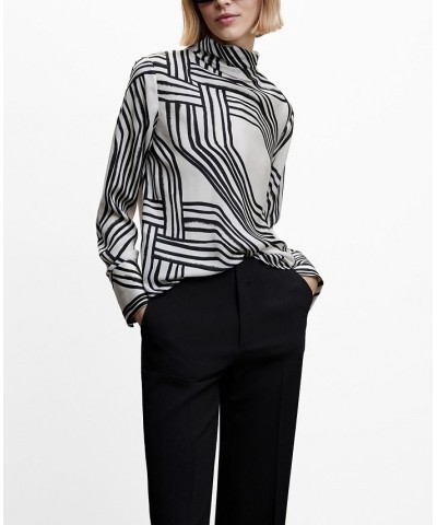 Women's Satin Print Blouse White $36.39 Tops