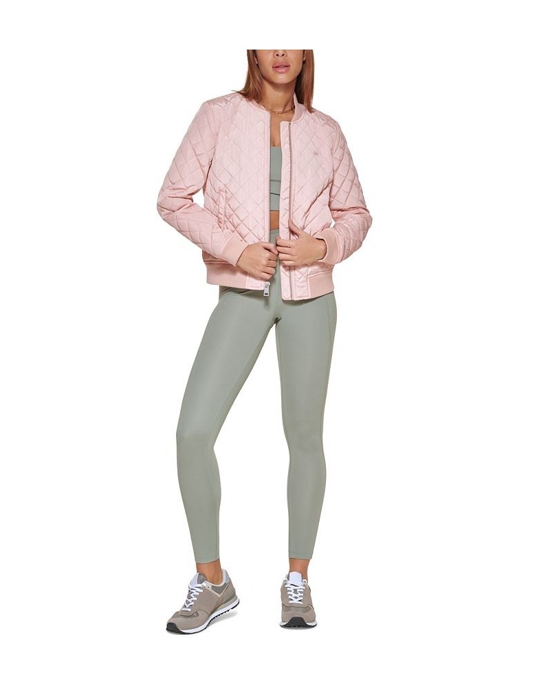 Diamond Quilted Bomber Jacket Rose Mist $37.80 Jackets