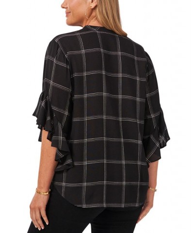 Plus Size Windowpane-Print Top Black Plaid $29.43 Tops