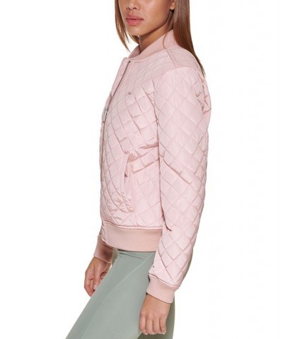 Diamond Quilted Bomber Jacket Rose Mist $37.80 Jackets