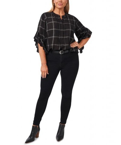 Plus Size Windowpane-Print Top Black Plaid $29.43 Tops