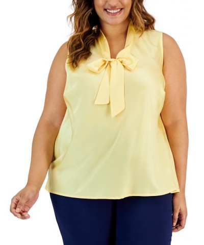 Plus Size Bow Top Pale Yellow $23.64 Tops