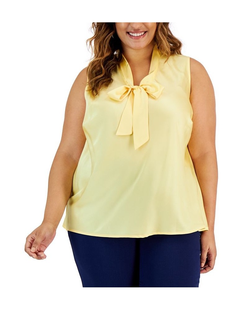 Plus Size Bow Top Pale Yellow $23.64 Tops