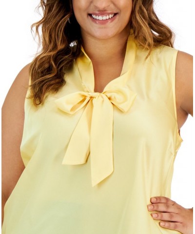 Plus Size Bow Top Pale Yellow $23.64 Tops