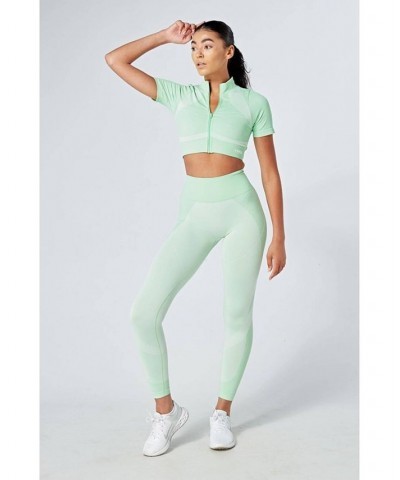 Women's Recycled Colour Block Zip-up Crop Top Green Green $21.32 Tops