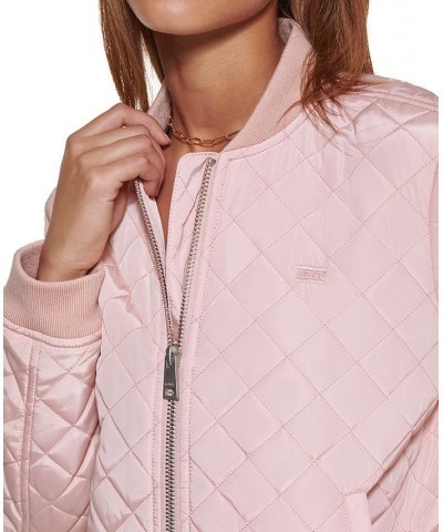 Diamond Quilted Bomber Jacket Rose Mist $37.80 Jackets